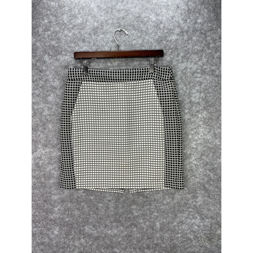 Banana Republic Skirt Womens 10 Black White Geometric Pencil Lined Office
